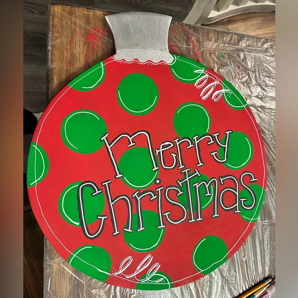 🔴 New - Christmas Wreath - Hand Crafted - Hand Painted - Hand Cut & Sanded Wood